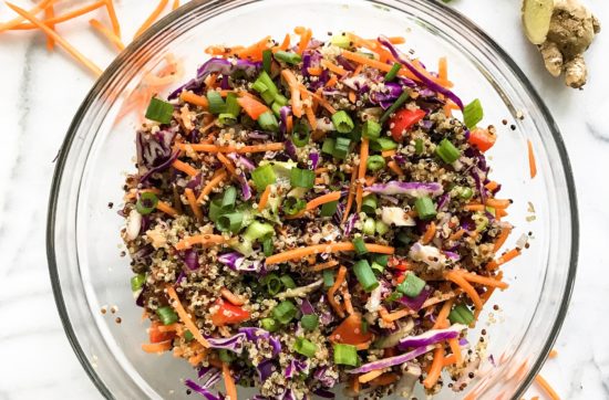 Thai Veggie Quinoa Salad with Creamy Almond Butter Dressing | Living Well With Nic